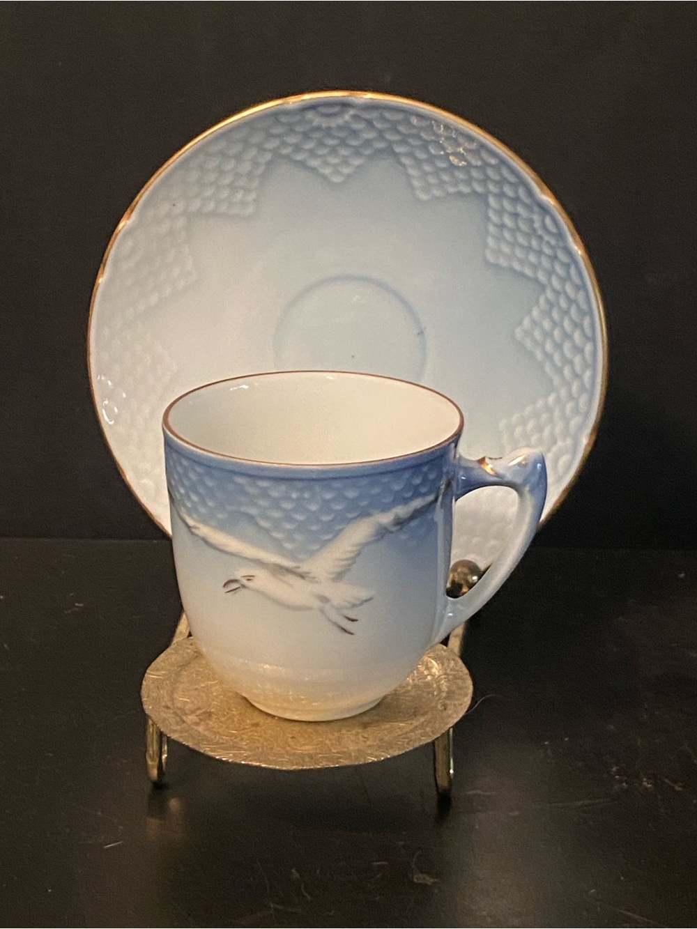 Bing & Grondahl B&G Porcelain Blue  White Espresso Cup & Saucer Set Denmark  106